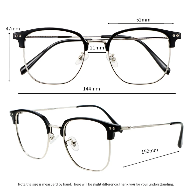 Многофокальные очки для чтения мужчин легкие металлические Полуободковые синие