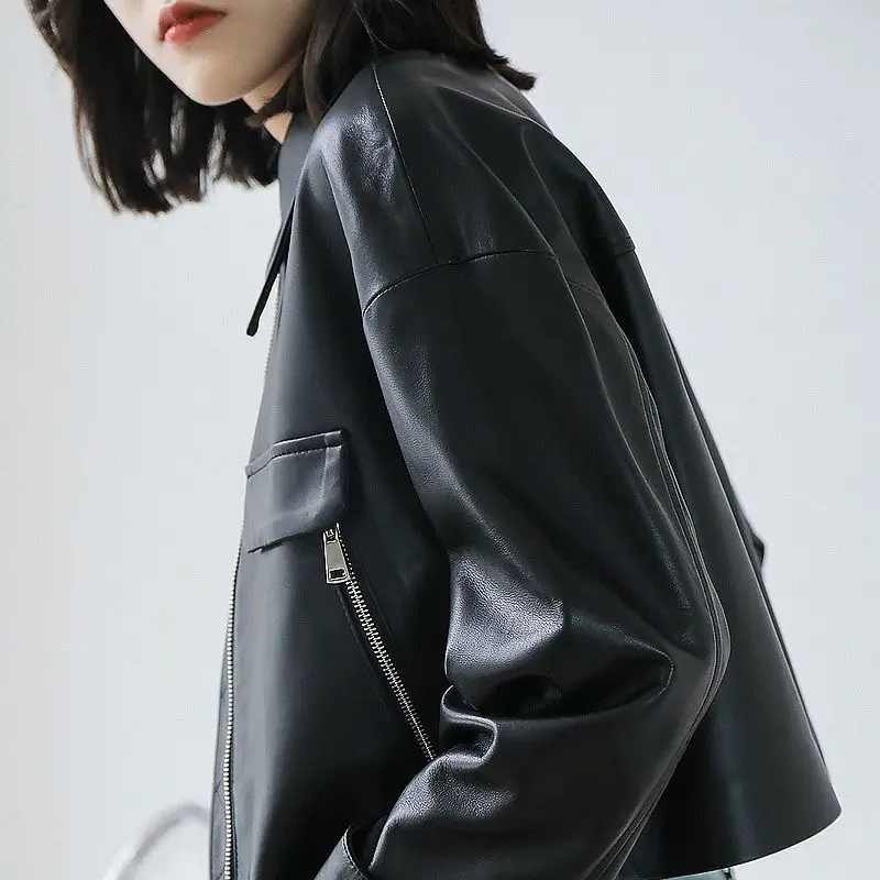 Куртка из овечьей кожи повседневная короткая куртка сами натуральной Женская