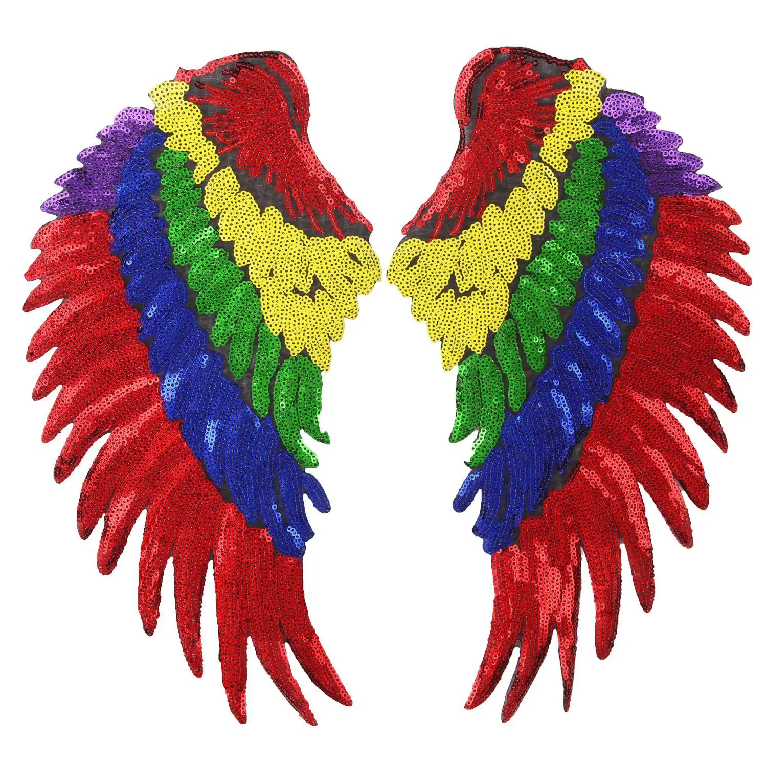

1 lot(10 pieces) embroidery sequined rainbow angel wings patch,colors wing badge,appliques iron on patches for clothing KZ222122