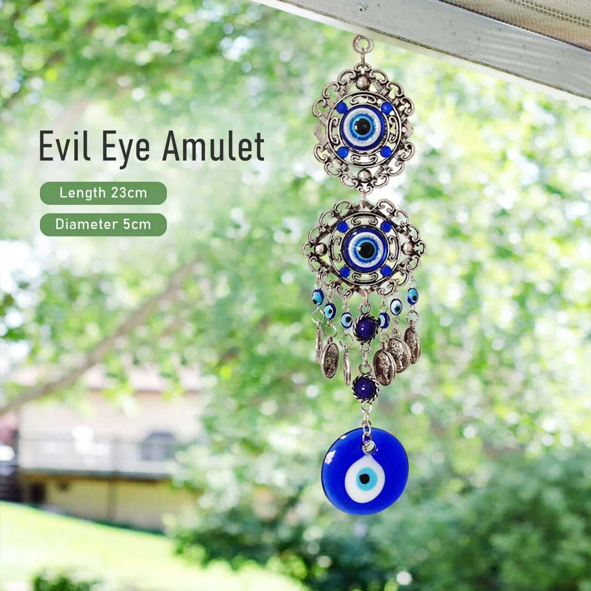 Ретро Турецкий Синий Амулет Колокольчик 23x4 См Защита Стены Счастливый Кулон Для