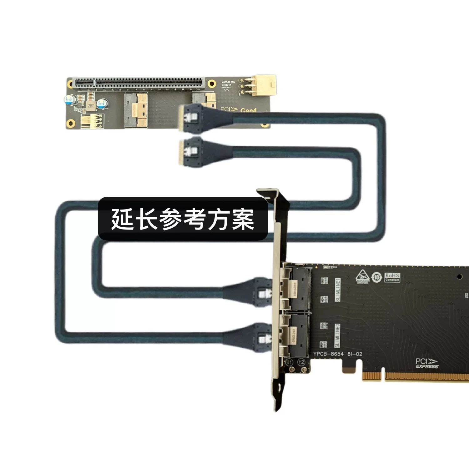 Фото Адаптер-карта PCIe 4.0 X16 на SlimSAS SFF-8654 8i с двумя портами, внешний адаптер расширения PCI-E 3.0 NVMe SSD для настольных ПК и серверов X86 №3