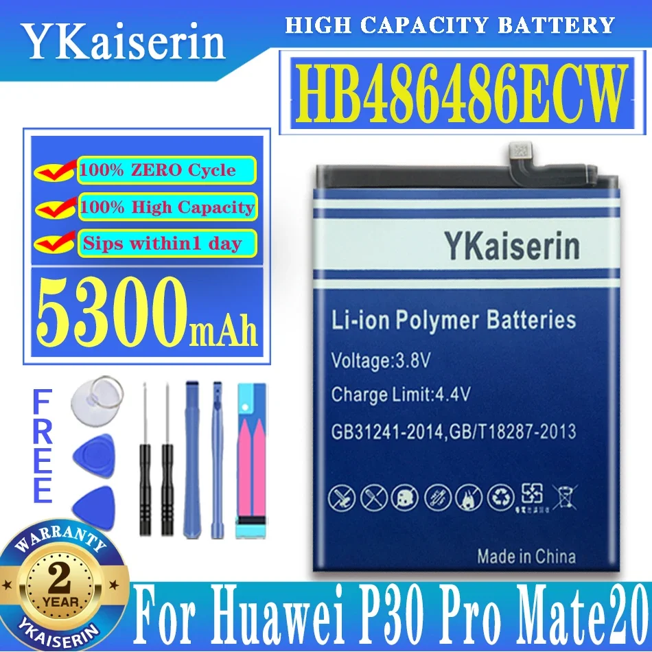 

YKaisrerin Replacement Battery HB486486ECW For Huawei P30 Pro P30Pro Mate20 Pro Mate 20 Pro Genuine Phone Battery 5300mAh Tools