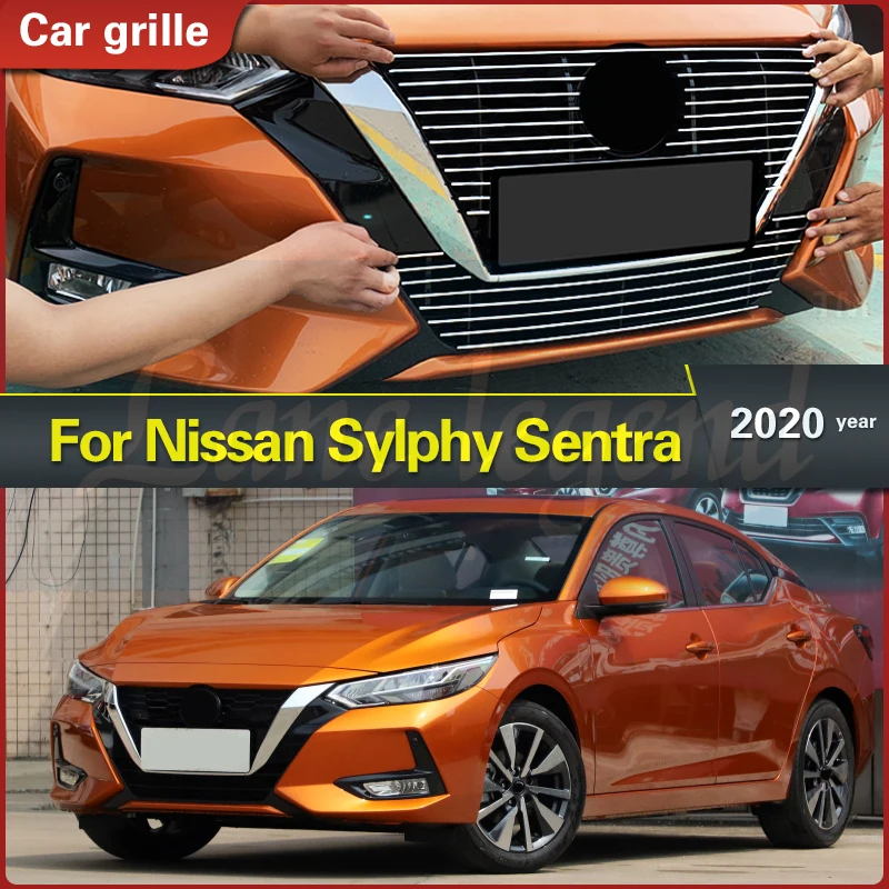 Фото Для Nissan Sylphy Sentra 2020, высококачественная гоночная решетка из нержавеющей стали, комплект переднего бампера, модифицированная решетка, аксессуары №1