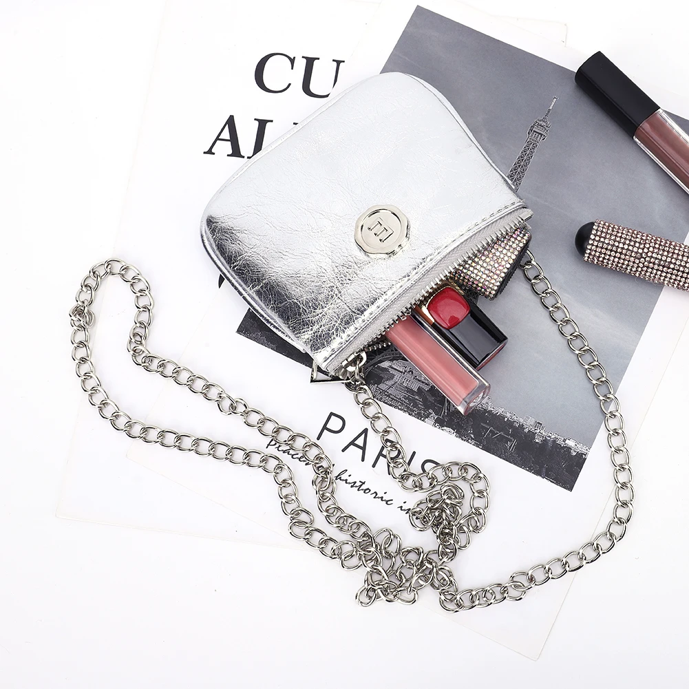 

Корейские модные мини-сумки на плечо из искусственной кожи, черные, серебряные, на молнии, через плечо, женские сумки для хранения денег с гу...