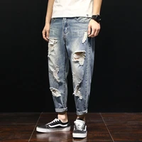 jeans male ripped ankle length pants spring and summer thin mens harem pants loose l skinny pants mens fashion wear