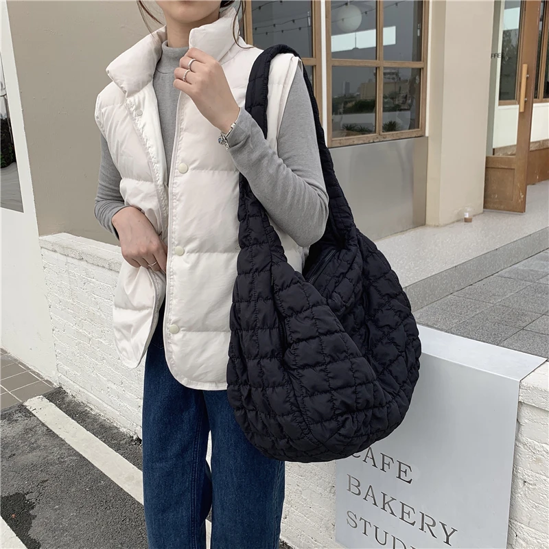 Large Pleated Hobo Women Shoulder Bag Designer Padded Crossbody Bag Quilted Cloud Bags for Women 2023 Soft Shopper Tote Female