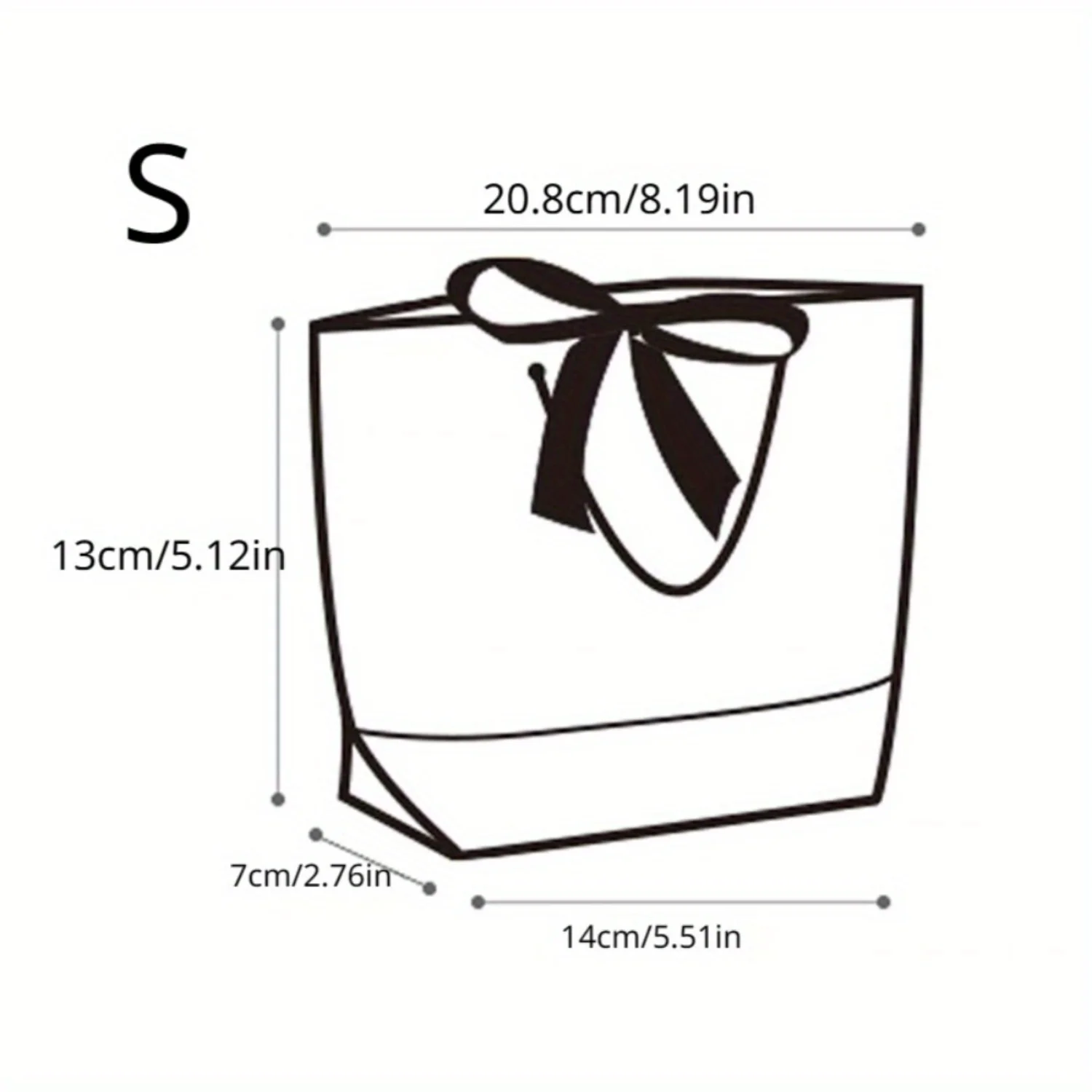 10 Pcs Elegant White Paper Gift Bags with Black Border and Bow Ribbon - Perfect for Shopping Parties Special Occasions
