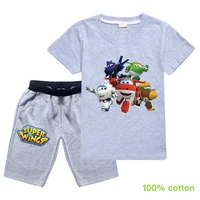 super wings cosplay costume kids casual outfits toddler boys short sleeves t shirt shorts 2pcs sets baby girls summer clothes