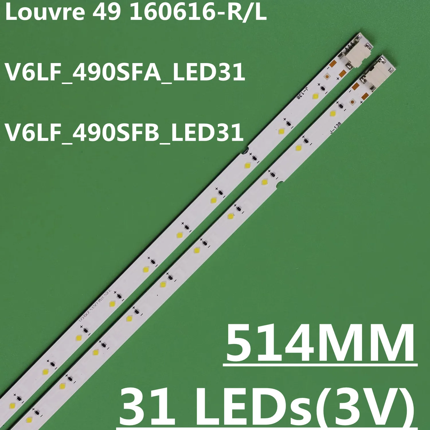 Фото Комплект из 50 светодиодных лент для UA49K5100 UA49K5300 Louvre 49 160616 R/L BN95-03721A V6LF_490DKA_LED31 BN96-39731A 39730A CY-FK049BNEV №1