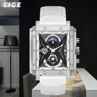 lige mens watches top brand luxury waterproof fashion square quartz clock casual sports silicone watch for men relogio masculino