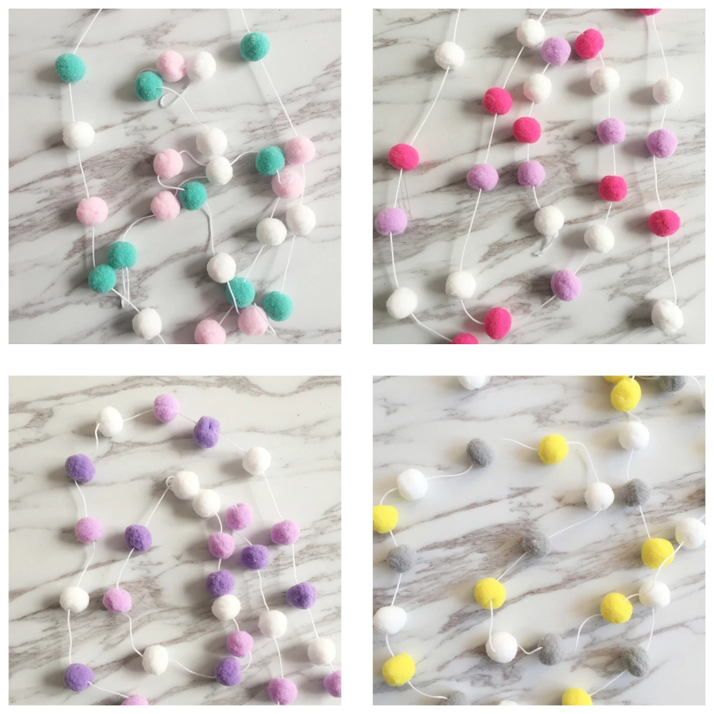

2M Macarone Color Hairball Strings Festive Pendant Wall Decoration Strap DIY Home Hanging Decorations Photo Props