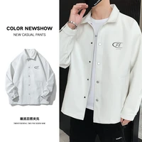 2022 white jacket men spring autumn ins tide brand new pu leather jacket lapel handsome boys top