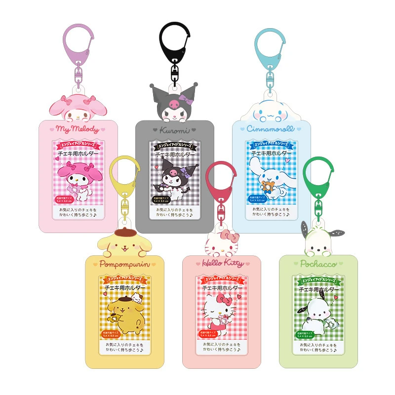 

Kawaii Sanrio Hello Kitty Card Set Kuromi Cute Cartoon ID Card Credit Card Protection Case Work Bus Card Holder Keychain Gift