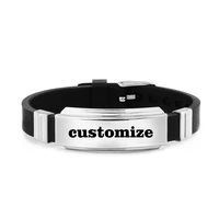 customize personality stainless steel silicone adjustable bangle