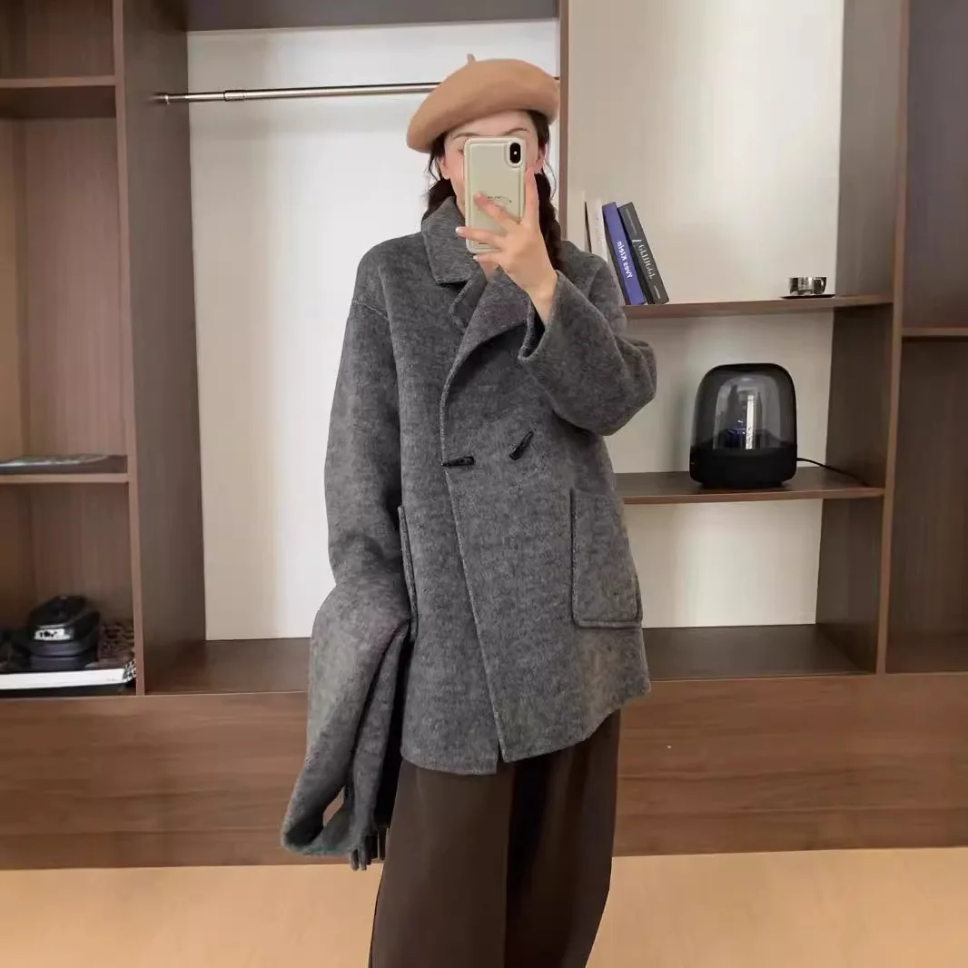 Двустороннее кашемировое пальто для женщин новинка осени и зимы 2024