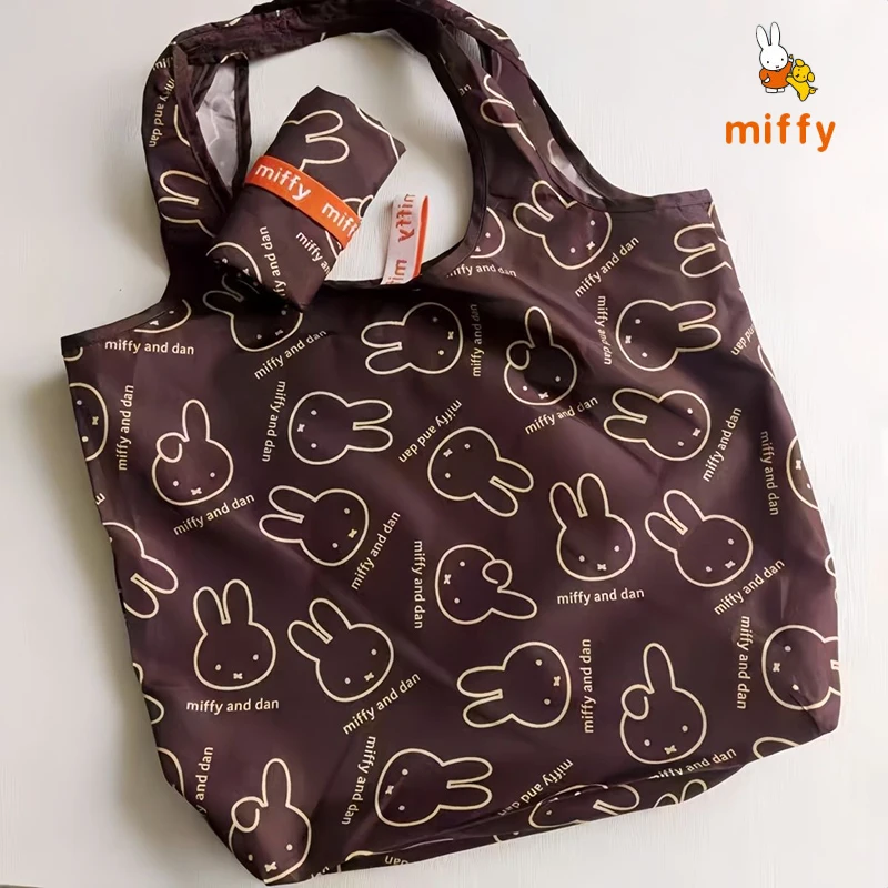 Фото Милая сумка-шоппер Miffy с мультяшным принтом, большая вместимость, складная, для хранения, портативная, для покупок в супермаркете, идеальный подарок для фанатов №1