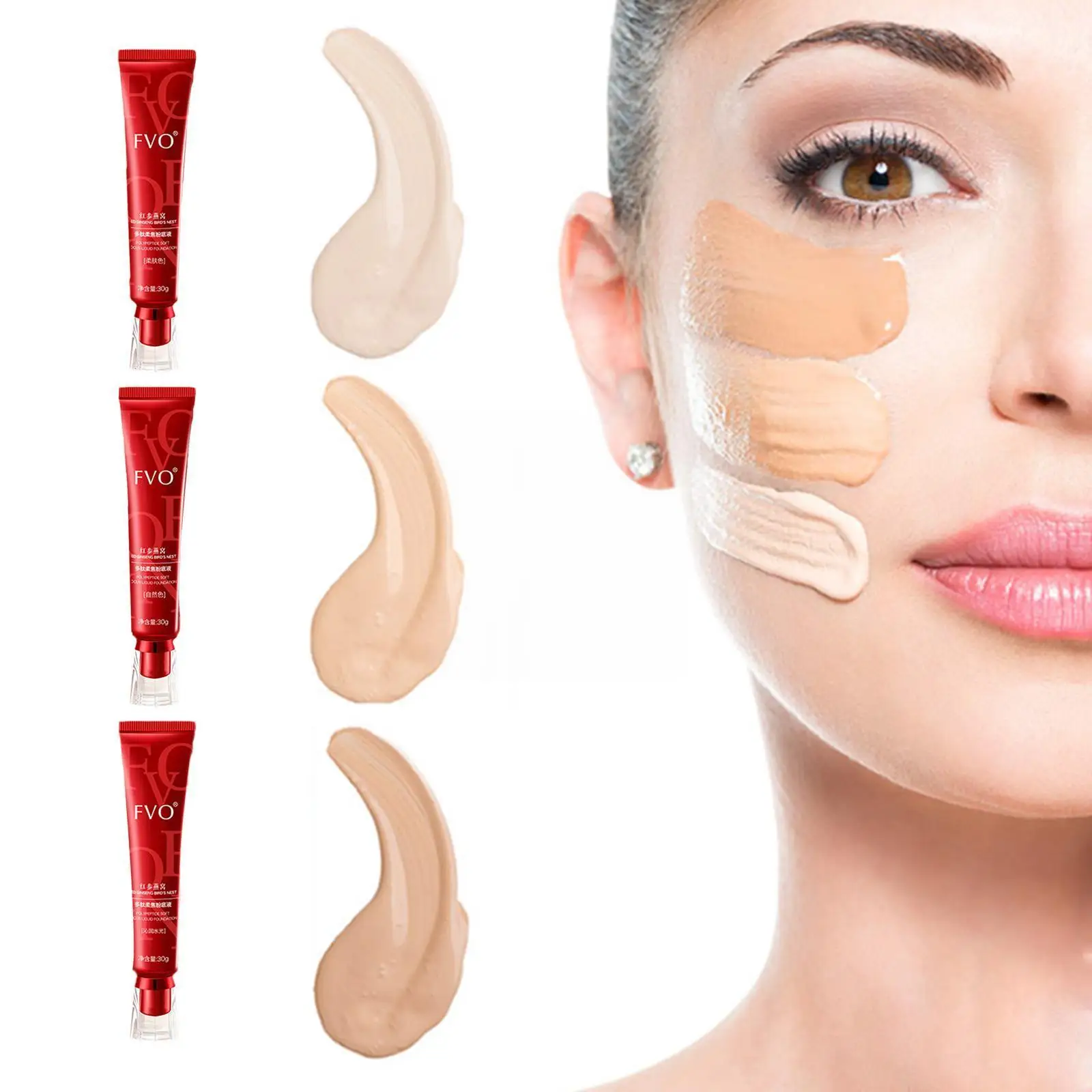 

Fvo Red Ginseng Bird's Nest Polypeptide Skin-Nourishing Foundation Waterproof Concealer Oil Control Face No Lasting Long Ma X3M3