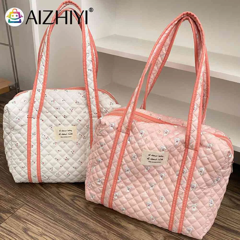 

Хлопковая сумка на плечо для женщин, мягкая вместительная мультяшная портативная многофункциональная сумочка на молнии для путешествий, п...