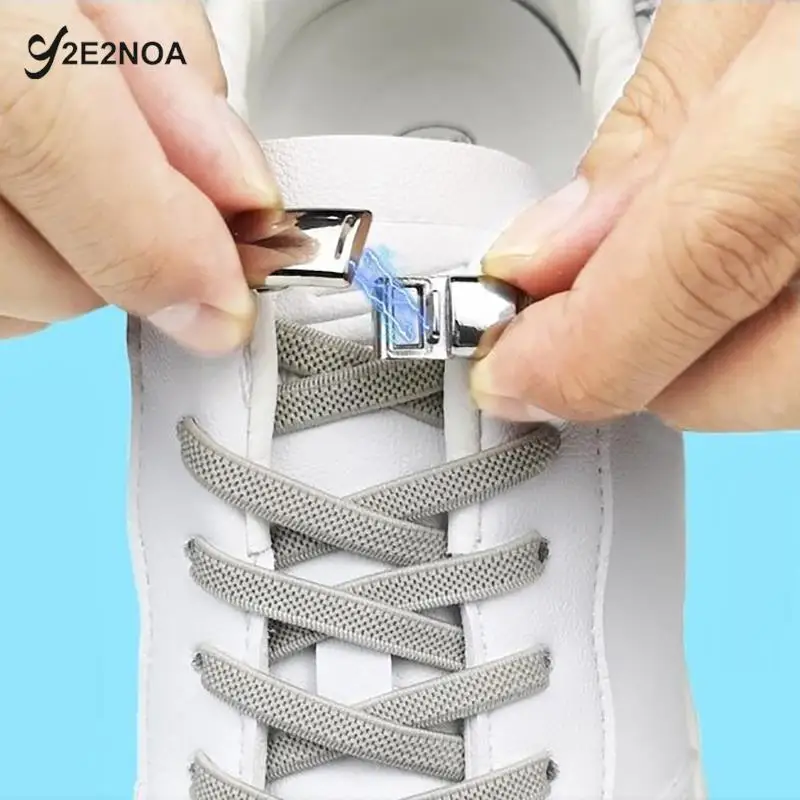 

1 Pair No Tie Magnetic Elastic Shoelaces Buckle For Kids And Adult Sneakers