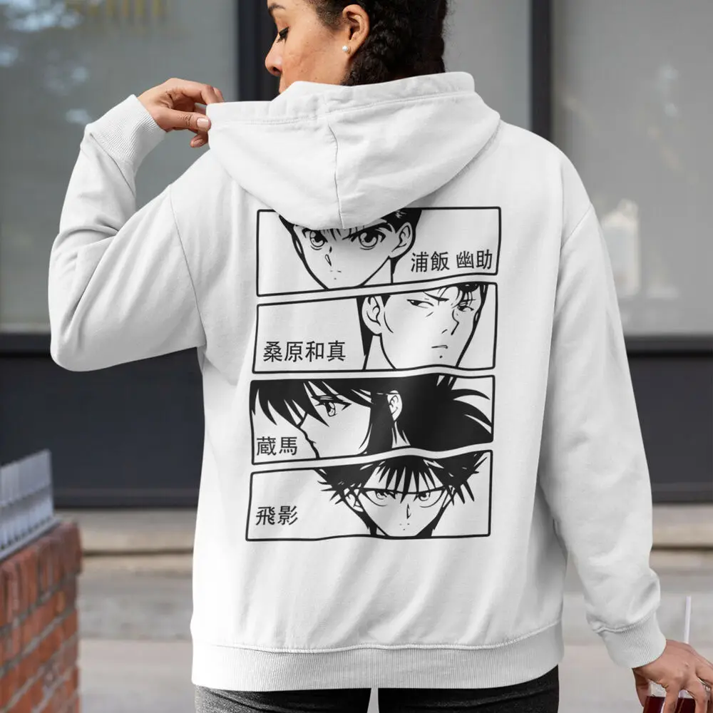 Yu Hakusho Yusuke Kuwabara Kurama Hiei 90s аниме новая толстовка унисекс