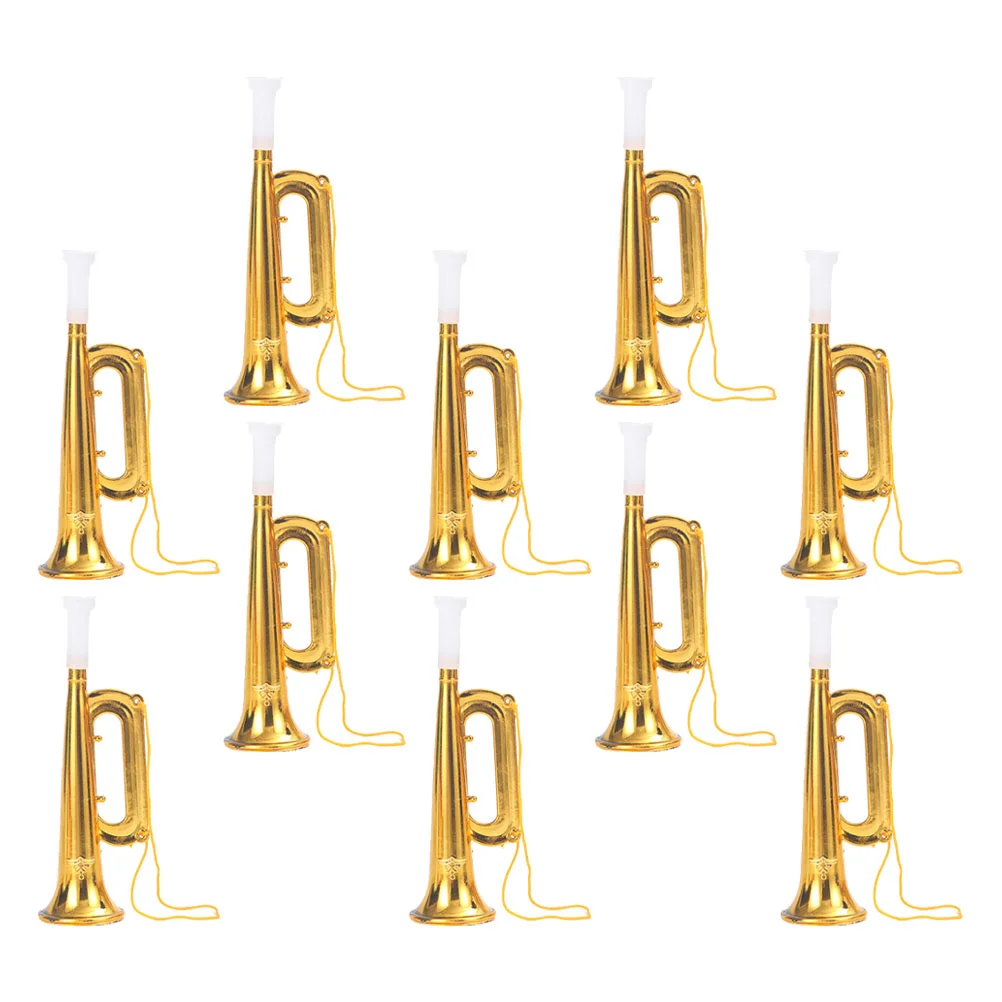 

10 шт. пластиковых игрушек, концертная труба, модель, реквизит для выступления на сцене, золотые 17x5x5 см, забавные трубы, золотые Abs, детские инструменты
