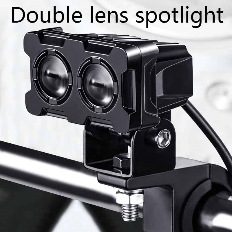 

Motorcycle LED Headlight Aluminum Alloy Highlight Waterproof Shockproof Low And High Beam Yellow White Light Screw Bracket Fix