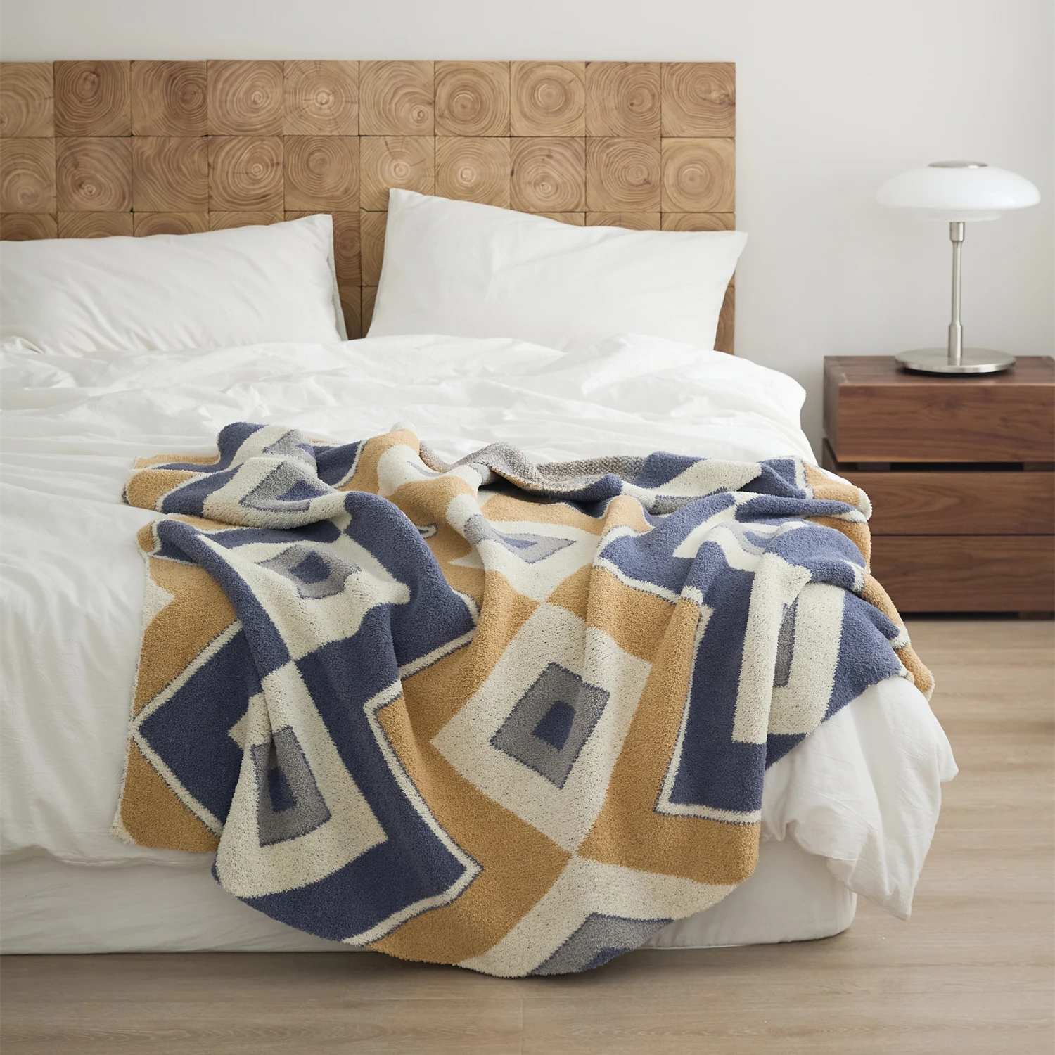 

REGINA Four Contrast Color Plaid Blanket Fluffy Downy Chic Cozy Morden Endless Abstract Eyes Microfiber Knitted Throw Blankets