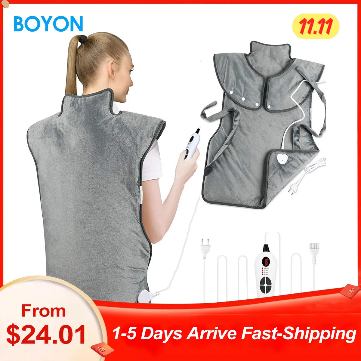 

4-х уровневая фланелевая электрическая грелка для плеча, шеи, спины, позвоночника, облегчение боли, зимняя грелка, обертывание, Temp, нагревате...