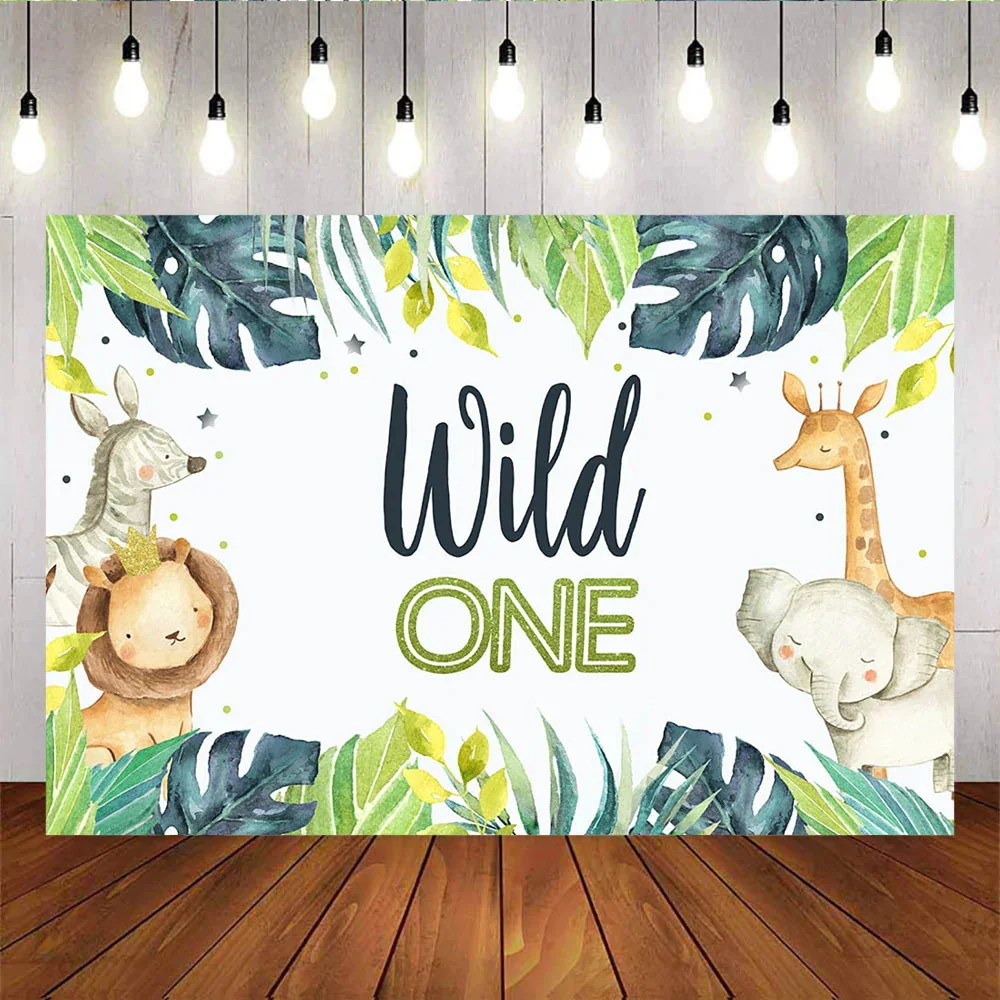 

Custom Wild One Safari Animals 1st First Birthday Party Backdrop Baby Shower Banner Photography Background Back Drop Photo Booth
