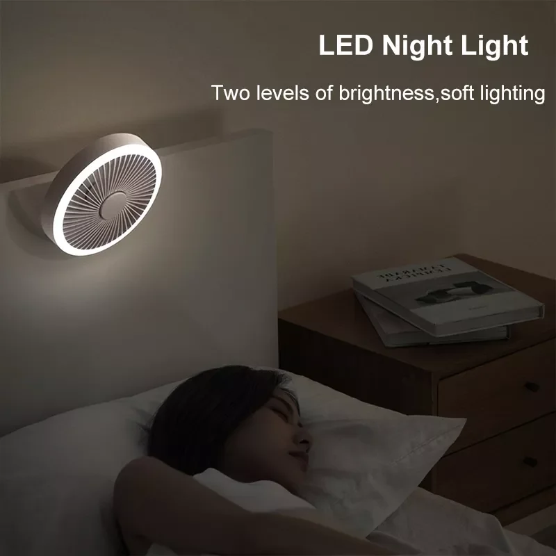 

Portable USB Rechargeable Table Fan for Student Dormitory Home Outdoor Camping Small Hanging Ceiling Fan with LED Night Light