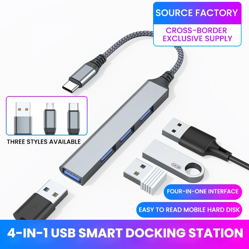 

USB-концентратор 3,0, мульти-USB-разветвитель, 4 USB-порта 3,0 2,0 с микро-зарядкой для Lenovo, Xiaomi, Macbook Pro, концентратор для ПК, USB 3 0