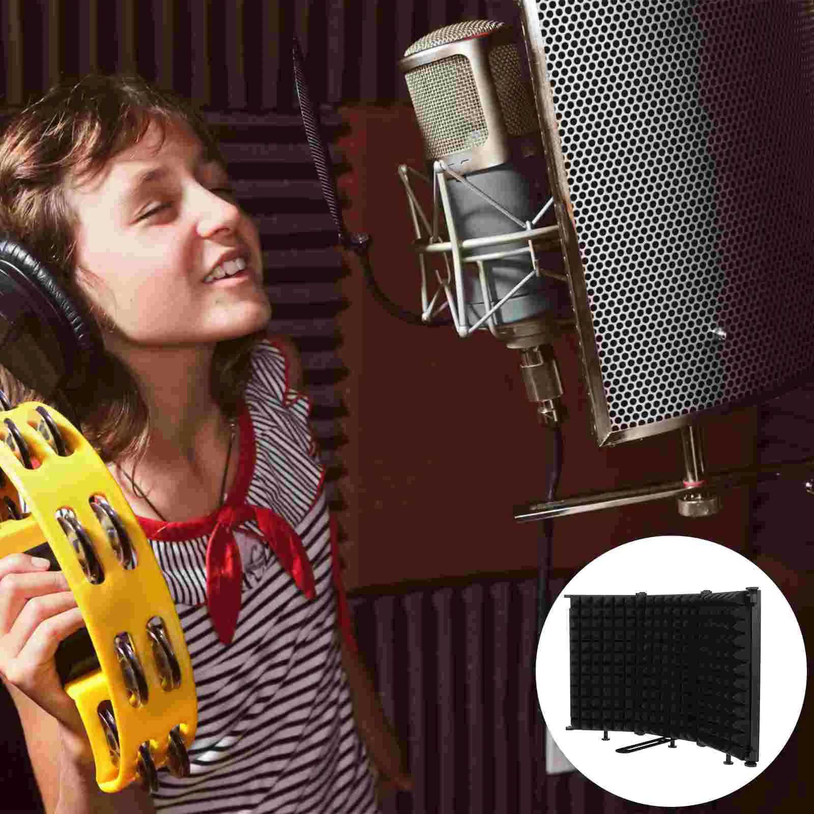 

1Pc Portable Durable Practical Folding Professional Noise Reduction Microphone Cover Mic Windproof Shield