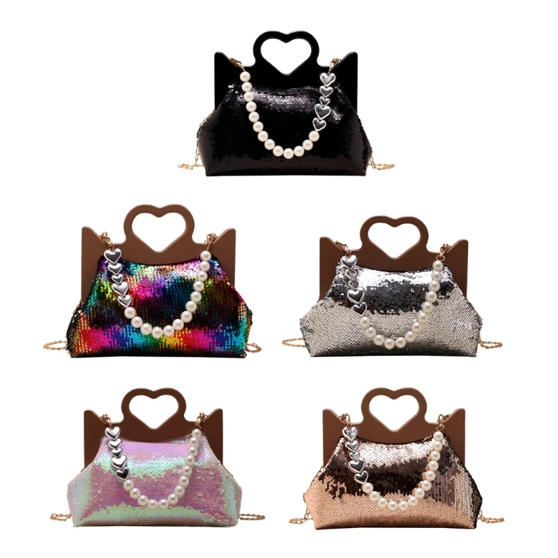

Ladies Tote Shoulder Bag with Sequins Love Handle Handbag Women's