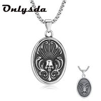 dropshipping cool mens stainless steel necklace skull pendant retro gothic punk style monster skull jewelry gift v080