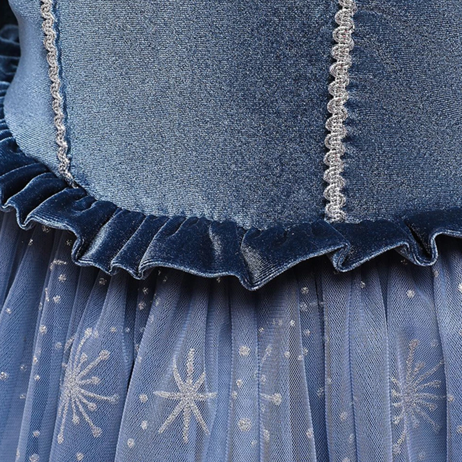 Эльза осенне-зимняя одежда с длинными рукавами для девочек платье принцессы