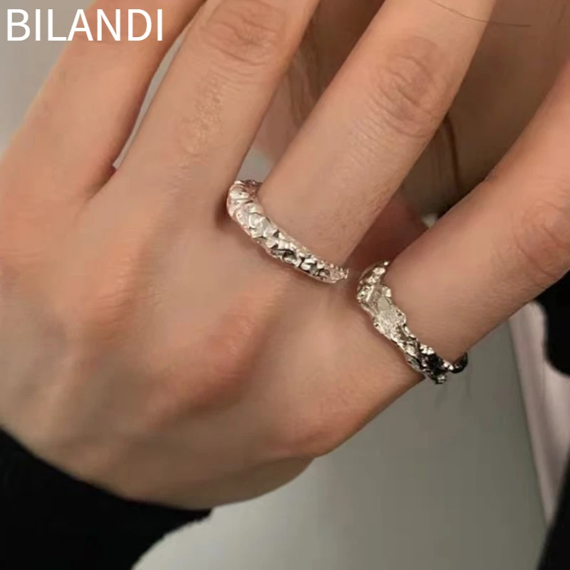 

Bilandi Trendy Jewelry Geometri Metal Ring Simply Design Silver Plated Open Adjustable Ring For Women Finger Gift Accessorires