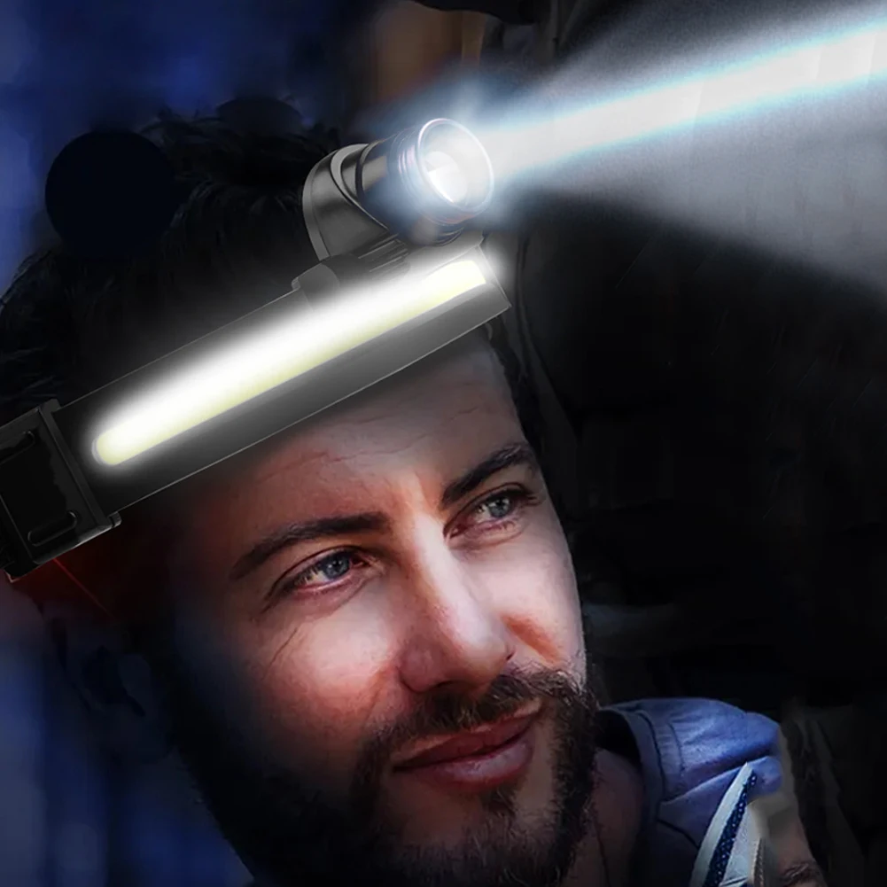 

COB LED Headlamp Sensor Flashlight 400LM 1200mAh USB Telescopic Headlight Torch for Fishing Running Camping