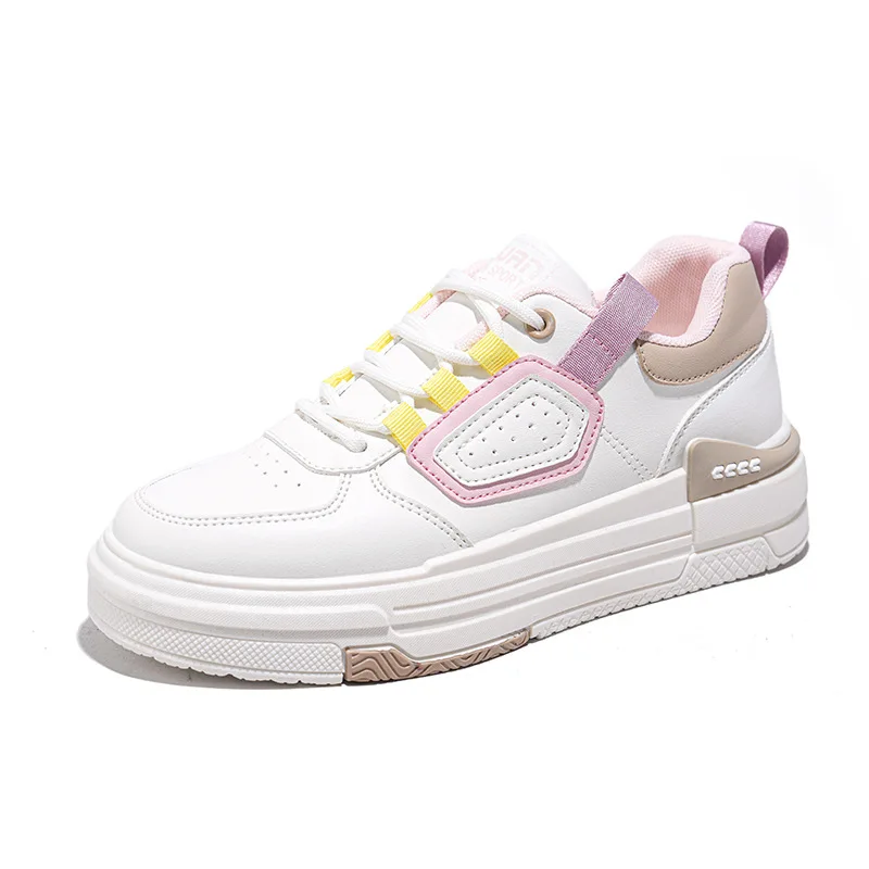 2023 Women's Casual Shoes New Spring Fashion Colored White Breathable Lace up Sports Shoes Comfortable Vulcanized Shoes