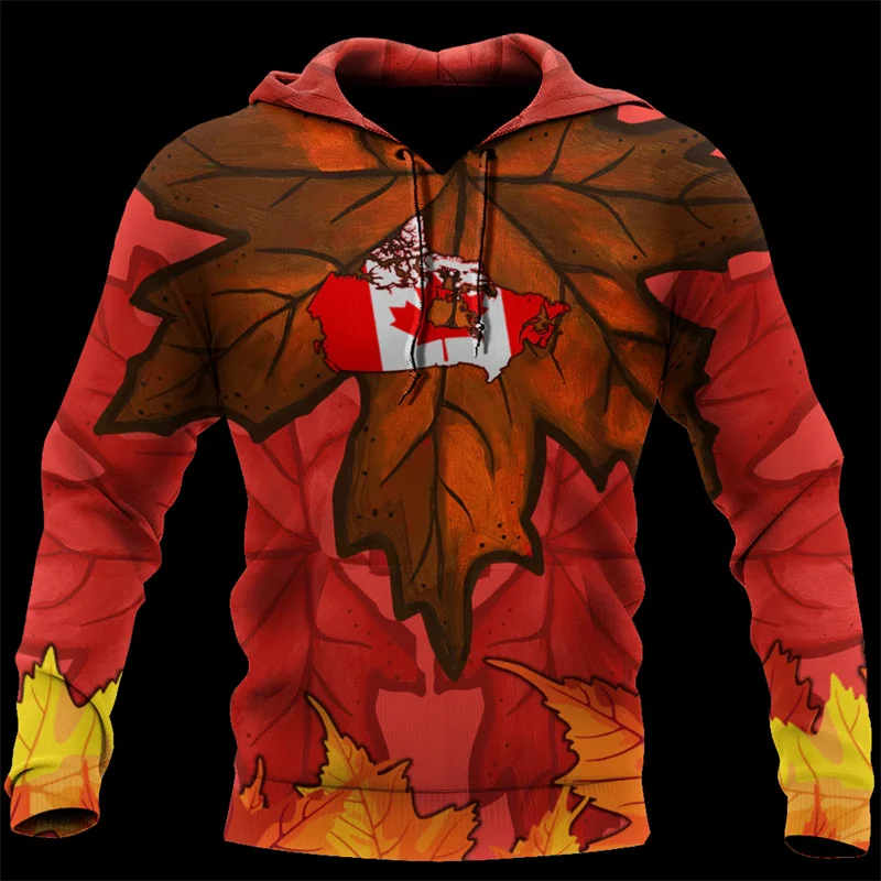 Худи с 3d принтом канадского кленового листа свитшоты большого размера для мужчин
