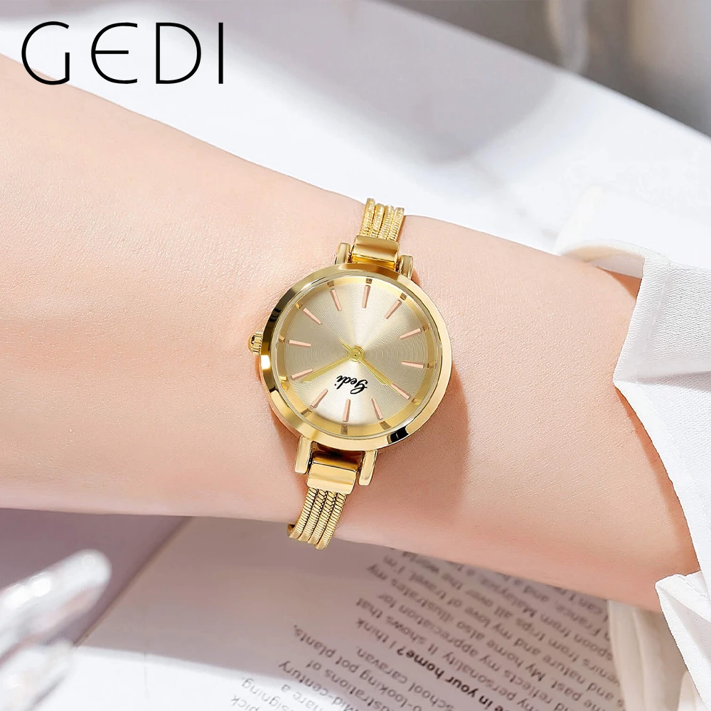 GEDI Ultra-thin Bracelet Watch Fashion Waterproof Women Watches Top Brand Luxury Stainless Steel Ladies Clock Relogios Femininos