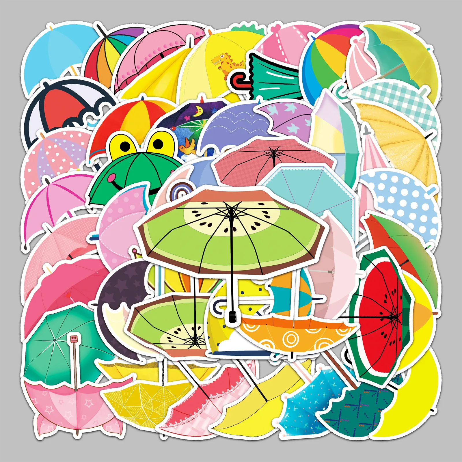 

50PCS Kawai Stickers Cute Umbrella Cartoon Waterproof Sticker for Luggage Laptop Scooter Car Refrigerator Bicycle Toy Stationery