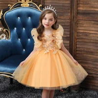 kids dresses for girls summer clothes sleeveless lace party costume yellow children elegant prom frocks 2 10y girls casual wear