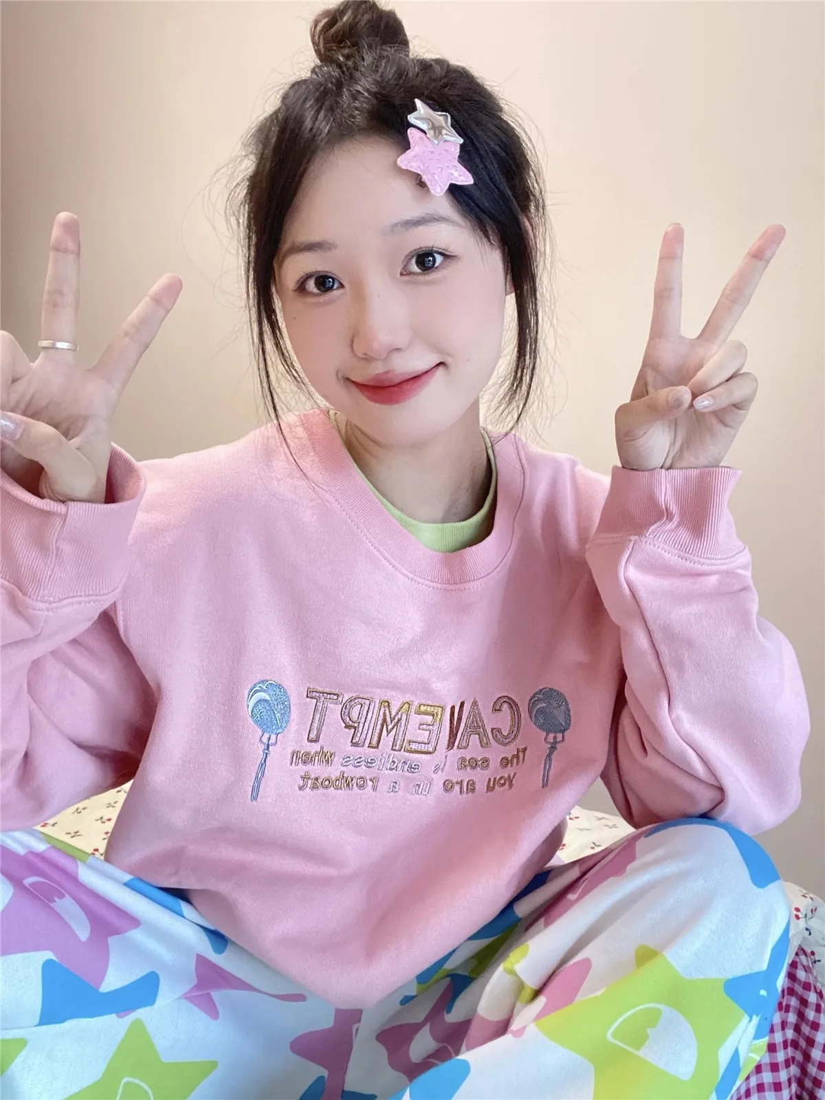 CAVEMPT 2024 розовая толстовка с круглым вырезом и вышивкой воздушных шаров толстовки