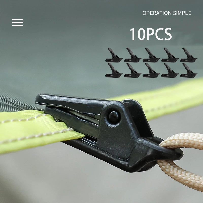 

10PCS Clips Camping Accesorios Outdoor Hook Plastic Double Hole Buckle Curtain Alligator Clip Travel Awning Wind Rope Tent Clamp