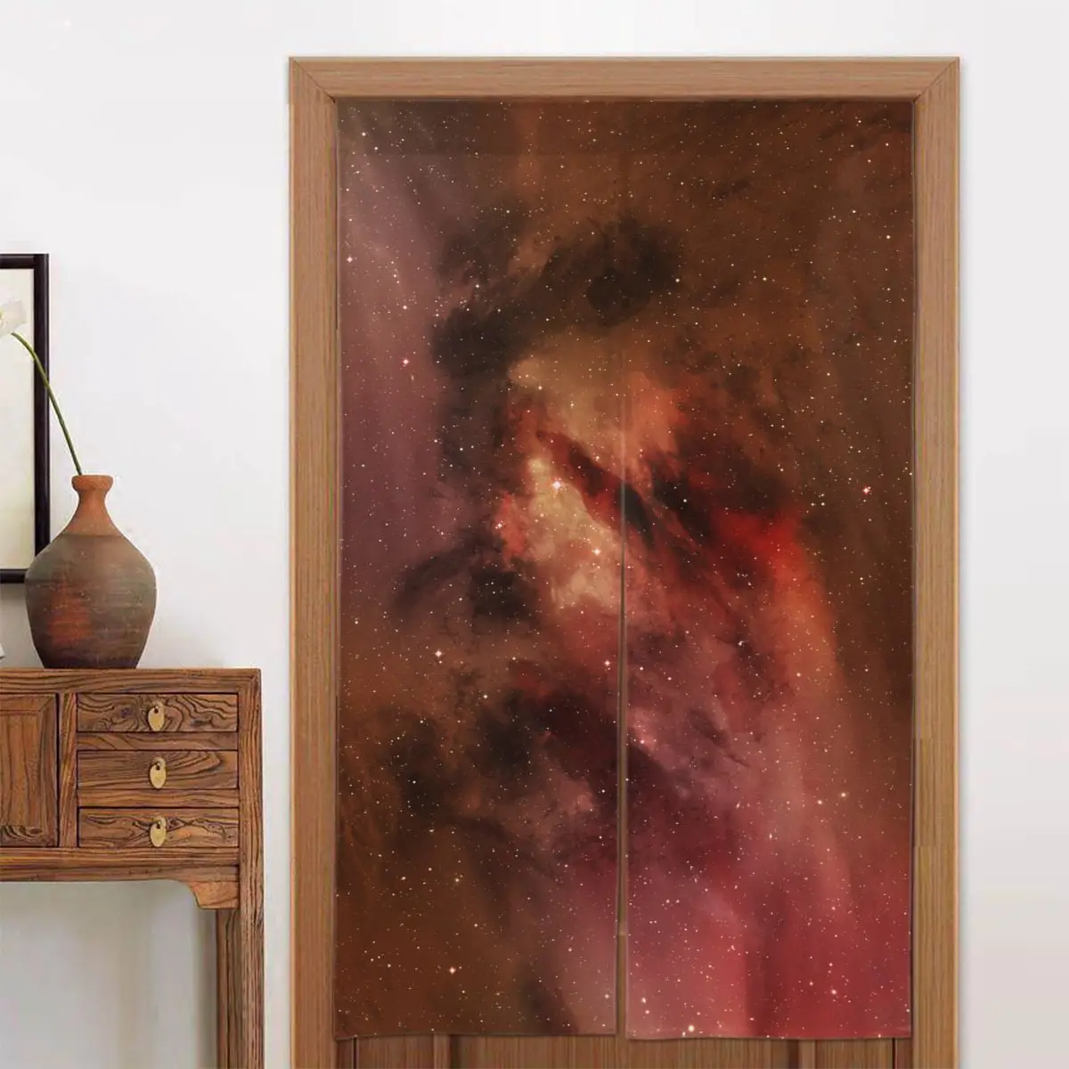 

Universe Galaxy Japanese Door Curtains Starry Sky Partition Curtain Cotton Linen Printed Curtain Panels for Toilet Decorations