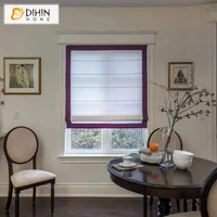 modern cotton linen white with purple four border trims roman shades light filter blackout blinds chain mechanism