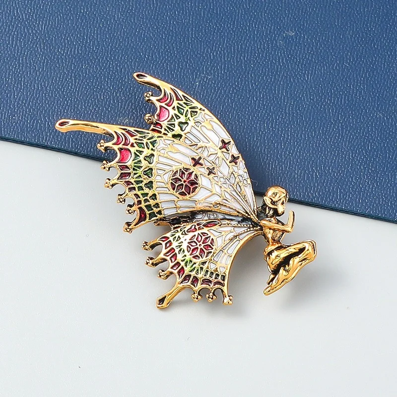 

2022 Ins винтажные Волшебные Броши с крыльями бабочки качественная эмалированная Женская Брошь золотые булавки 2022 Ангел дизайнерские ювелирн...