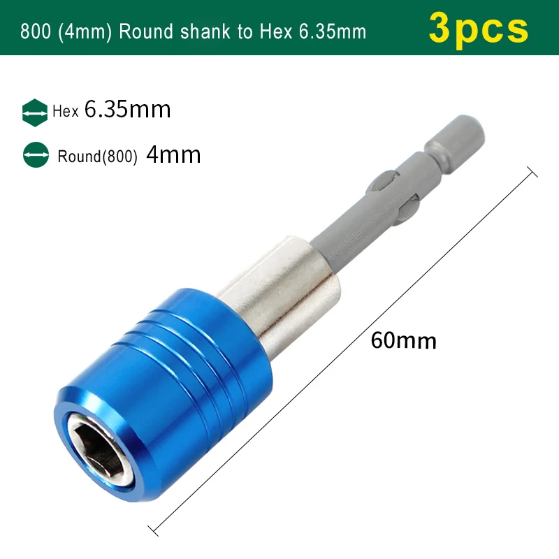 3PCS Blue Extend Bar 60mm For Electric 800/801/802 To 1/4 6.35mm Hex Shank Screwdriver Bit Holder Quick Release Transfer Tools images - 6