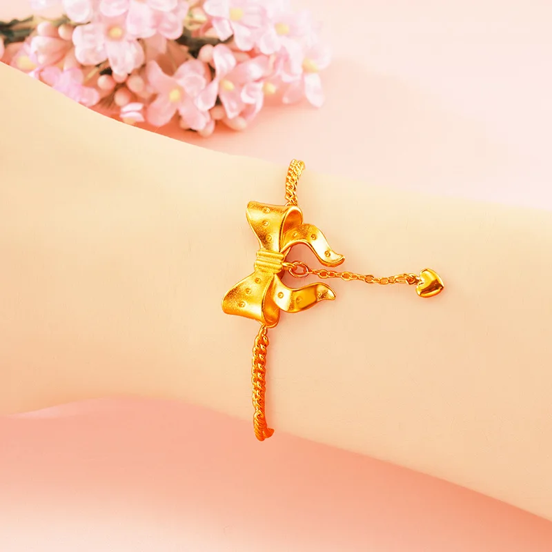 

Bow Tie 14k Yellow Gold Plated Bracelet for Women Elegant Female Gold Color Bracelets Birthday Valentine's Day Fine Jewelry Gift