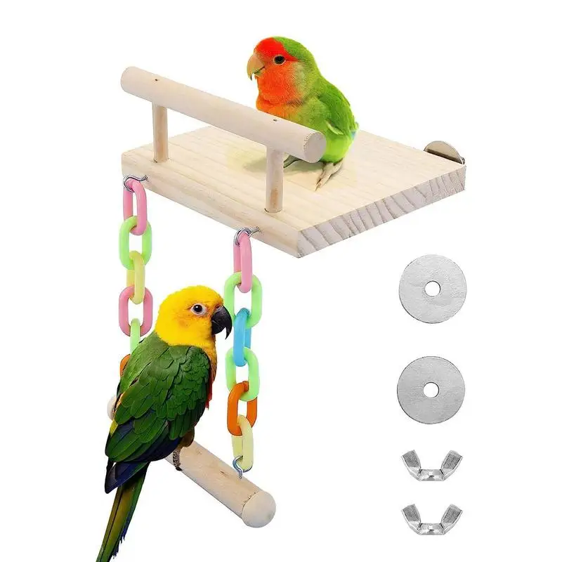 

Parrot Swing Bird Perches Wooden Swing Toy And Platform Birds Cage Accessories For Parrots Budgies Cockatiels Parakeets